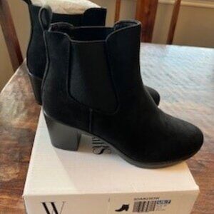 Women's Black Suede Ankle Booties - Size 7